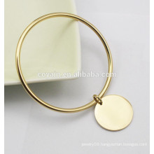 Round plating 18k gold bangle bracelets with charms charm bangles